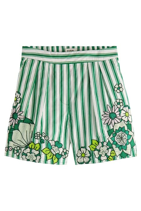 WIDE-LEG HIGH-WAIST EMBROIDERED SHORTS IN ORGANIC COTTON COM by Scotch & Soda