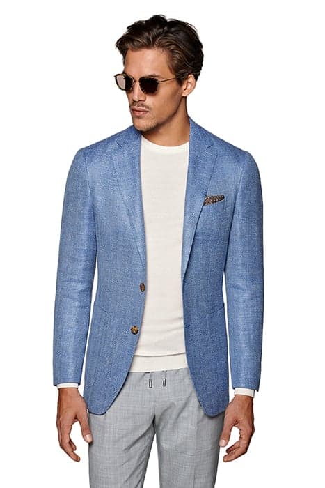 LIGHT BLUE HERRINGBONE HAVANA BLAZER by Suitsupply