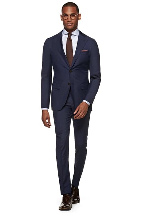 Navy Checked Havana Suit by Suitsupply