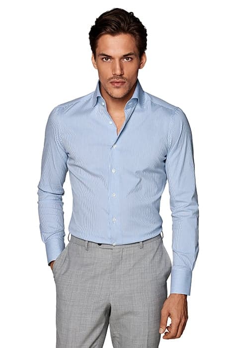 Mid Blue Striped Extra Slim Fit Shirt by Suitsupply