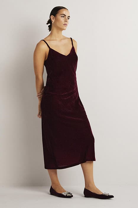 VELVET SLIP MIDI DRESS DPR by Boden