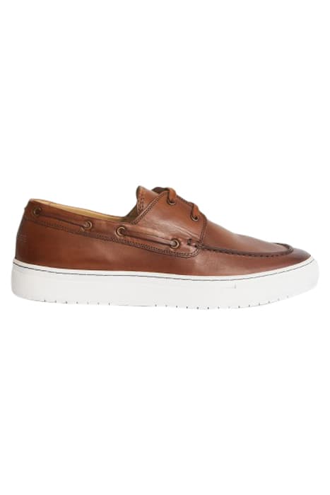 LIAM LEATHER CUPSOLE BOAT SHOE MID BROWN by White Stuff