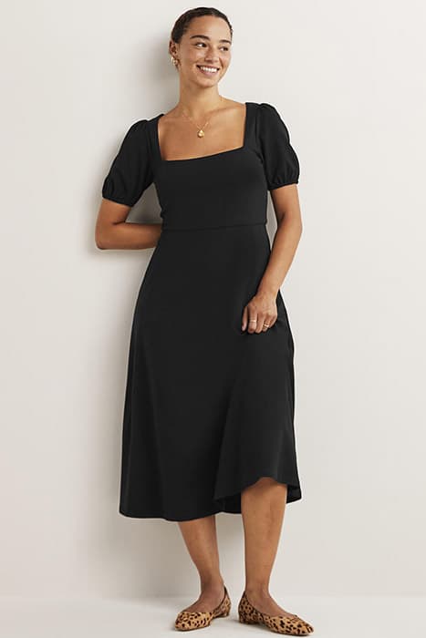 SHORT SLEEVE JERSEY MIDI DRESS BLK by Boden