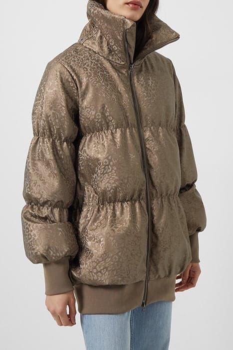 EONA LEOPARD VEGAN PUFFER JKT BRONZE MULTI by French Connection