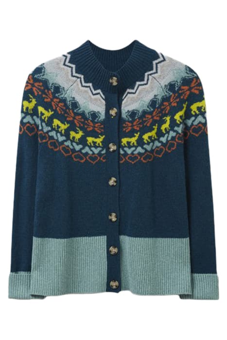 WINTERS WALK CARDI TEAL MLT by White Stuff