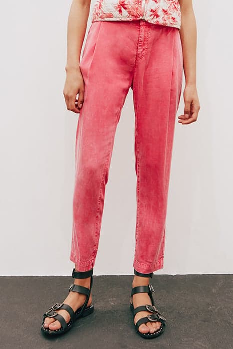 WOMEN’S PINK BLEACHED TENCEL TROUSERS WITH REMOVABLE BELT PU by IKKS