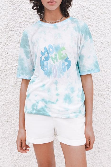 WOMEN’S GREEN TIE-DYE T-SHIRT WITH SLOGAN IMAGE WHITE by IKKS