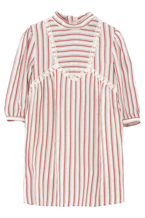 GIRLS’ ECRU MINI ME DRESS WITH RED AND BLACK STRIPES by IKKS