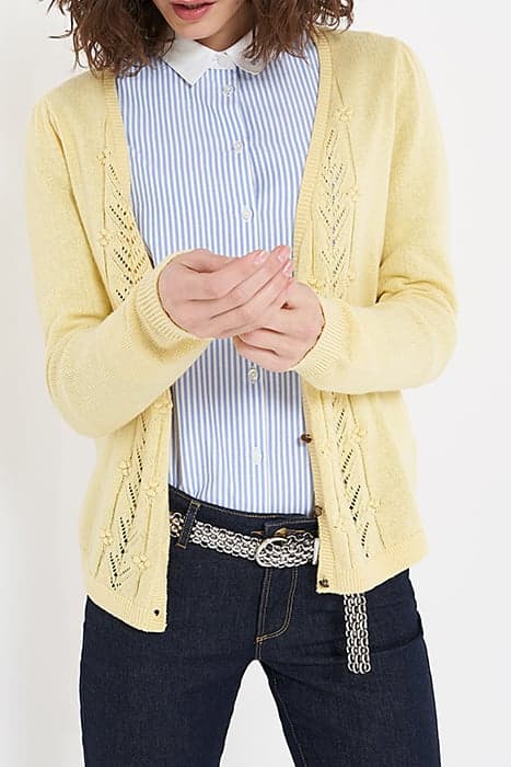 ICE YELLOW KNITTED CARDIGAN WITH FANCY STITCHES by ICODE