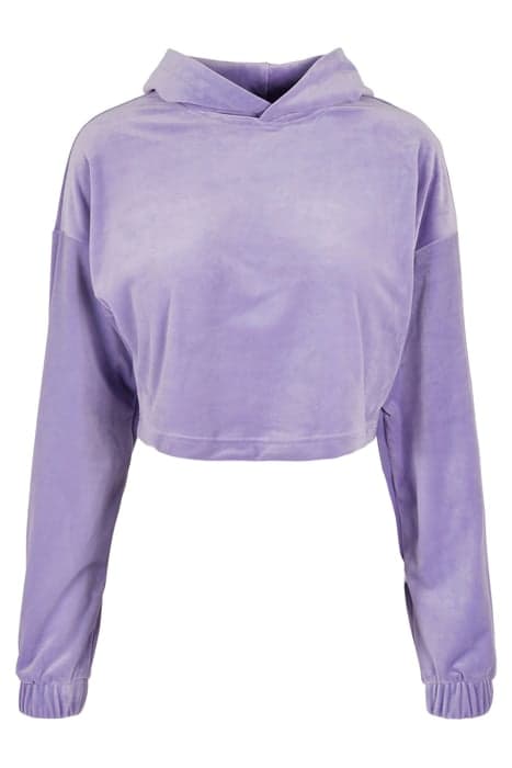 LADIES CROPPED VELVET OVERSIZED HOODY LAVENDER by Urban Classics