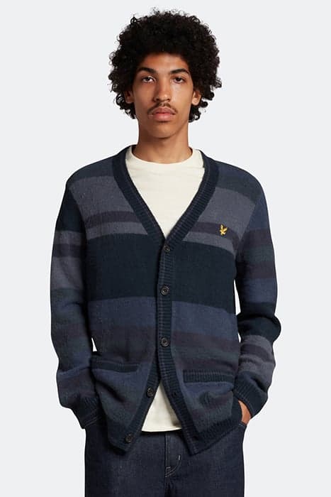 TEXTURED STRIPE CARDIGAN Z271 DARK NAVY by Lyle & Scott