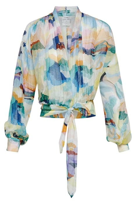 "UP ABOVE THE SKY" PRINT LINEN SILK OVERSIZED SHIRT MORNING by forte_forte