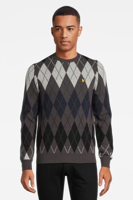 BRITISH ARGYLE CREW NECK GUNMETAL by Lyle & Scott