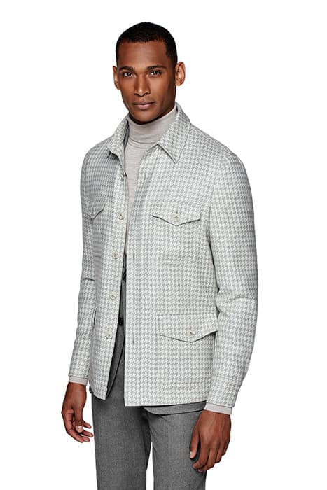 LIGHT GREY HOUNDSTOOTH SHIRT-JACKET by Suitsupply