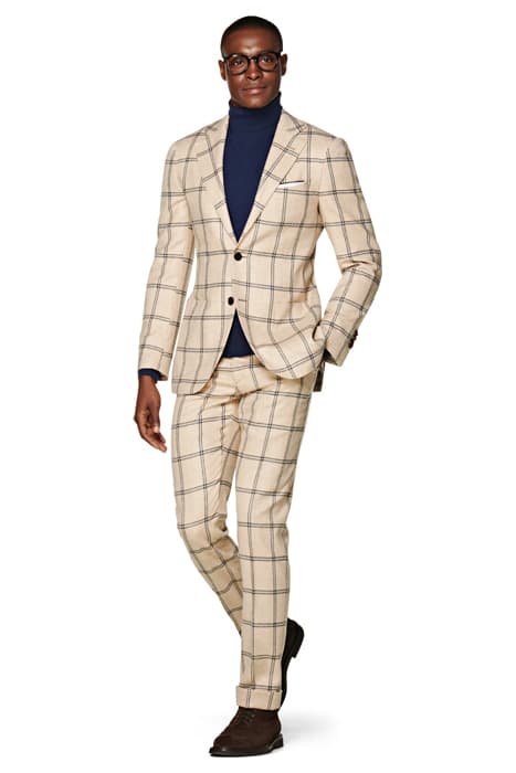 LIGHT BROWN CHECKED JORT SUIT by Suitsupply