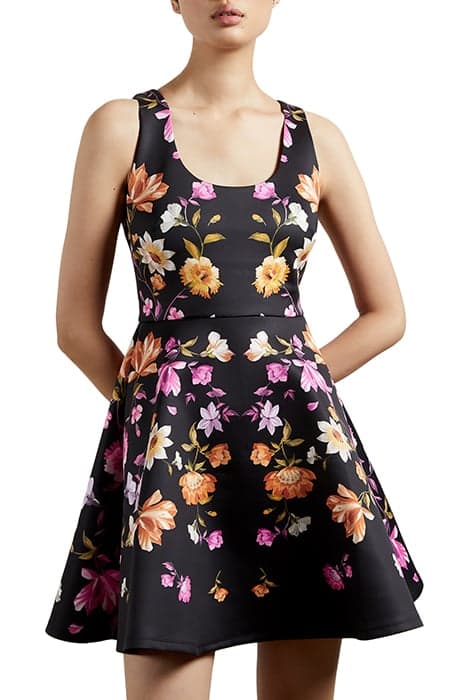 ANDIIE RHUBARB CUT AWAY BACK SKATER DRESS BLACK by Ted Baker