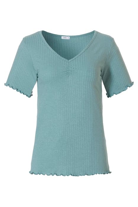 NW TOP TSHIRT SS MAUD RIB TRELLIS GREEN by Livera