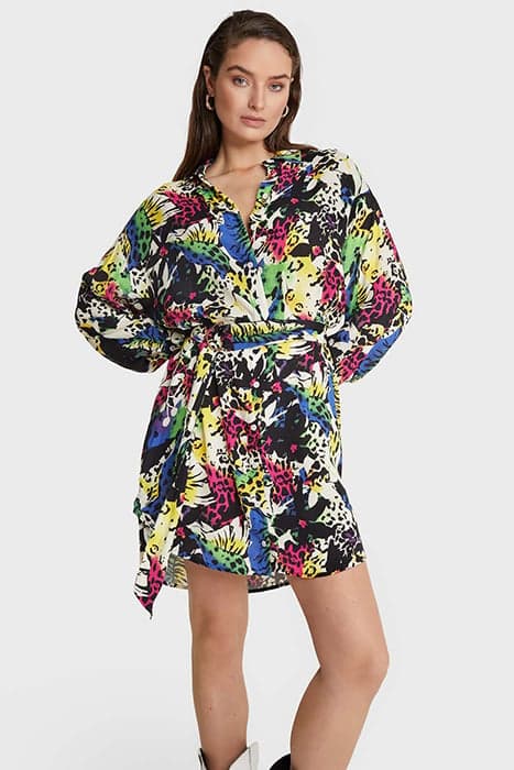 LADIES WOVEN ANIMAL FLOWER BELT DRESS MULTI COLOUR by Alix The Label