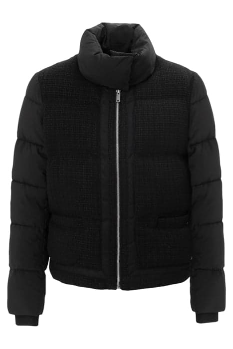 BLACK MIXED FABRIC SHORT PADDED JACKET WITH BADGE by IKKS