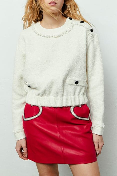 RED LEATHER SKIRT WITH WHITE HEARTS ON POCKETS by IKKS