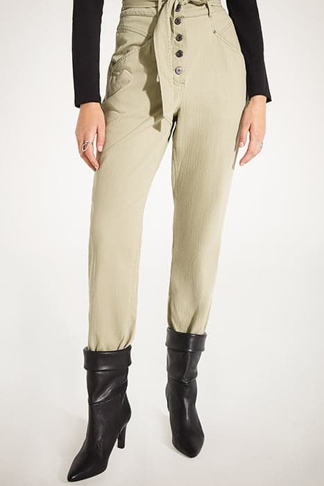 KHAKI COTTON COMBAT TROUSERS, ELASTICATED CUFFS by IKKS