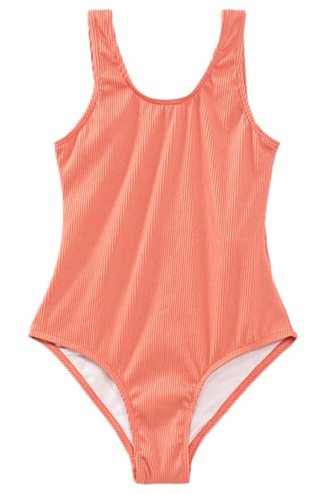 GIRLS’ DARK CORAL TEXTURED RECYCLED 1-PIECE SWIMSUIT RED by IKKS