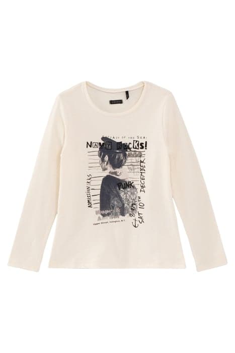 GIRLS’ ECRU T-SHIRT WITH GIRL IMAGE AND MARKING OFF-WHITE by IKKS