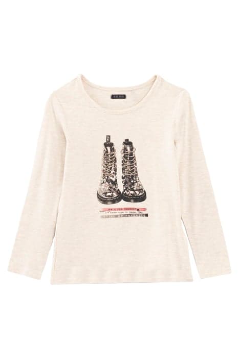 GIRLS’ ECRU MARL T-SHIRT WITH GOLD LACED BOOTS IMAGE MASTIC by IKKS