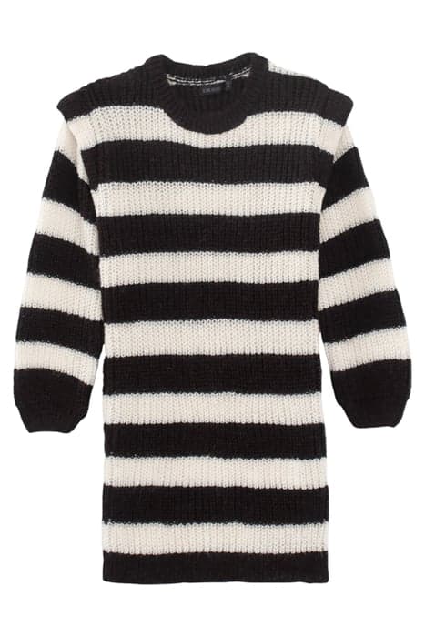 GIRLS’ BLACK KNIT SWEATER DRESS WITH OFF-WHITE STRIPES BLACK by IKKS