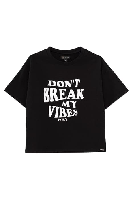 GIRLS’ WHITE SLOGAN ORGANIC T-SHIRT BLACK by IKKS