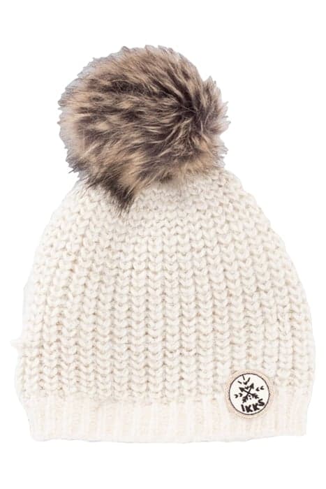 GIRLS’ ECRU BEANIE WITH GOLD LUREX RIBBING OFF-WHITE by IKKS