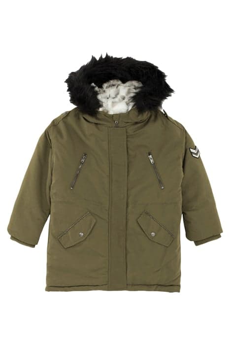 GIRLS’ KHAKI PARKA, CAMOUFLAGE LINING ON WHITE BACKGROUND MI by IKKS