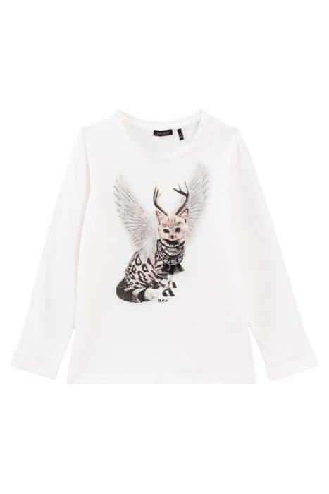 GIRLS' OFF-WHITE WINGED LEOPARD-CAT IMAGE T-SHIRT OFF-WHITE by IKKS