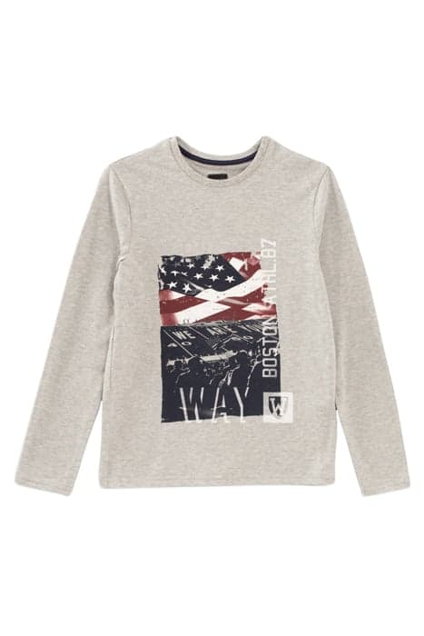 BOYS’ MEDIUM GREY MARL US FLAG STADIUM IMAGE T-SHIRT MOTTLED by IKKS