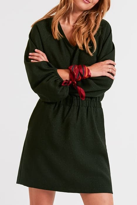 EMPIRE GREEN DRESS WITH PUFF SLEEVES by ICODE