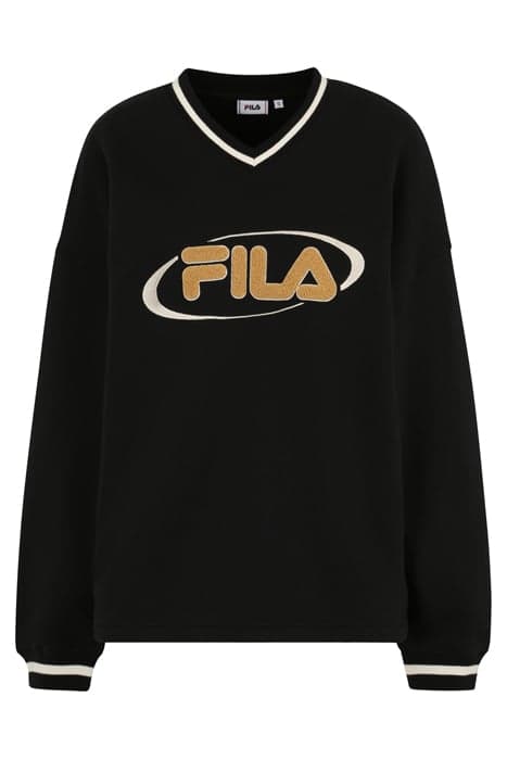 HELEN LOOSE FIT V-NECK CREW SWEAT BLACK by FILA