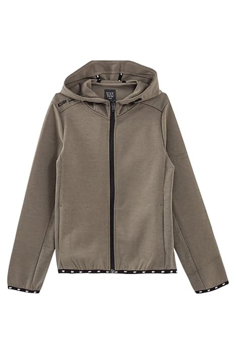 BOYS’ KHAKI HOODED CARDIGAN + CONTRASTING SIDES & SLEEVES KH by IKKS