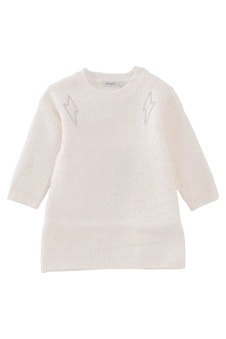 BABY GIRLS’ OFF-WHITE KNIT DRESS WITH PINK DUPIONI OFF-WHITE by IKKS