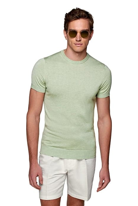 LIGHT GREEN SHORT SLEEVE CREWNECK by Suitsupply