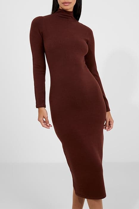 BABYSOFT ROLL NECK DRESS BITTER CHOCOLATE by French Connection