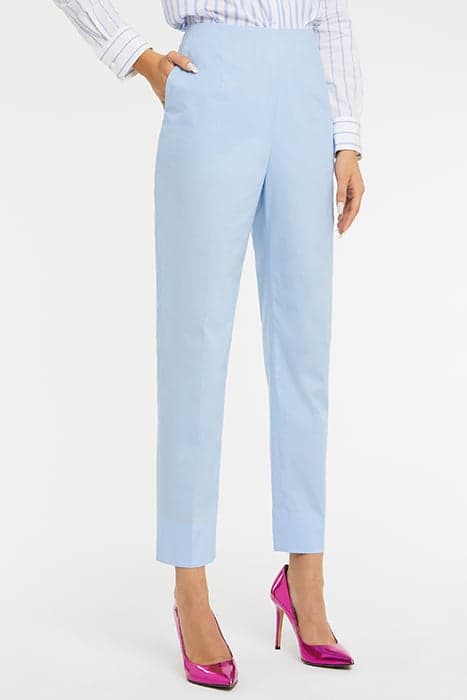 PANTS IN STRETCH COTTON POPLIN LIGHT BLUE by Paule Ka