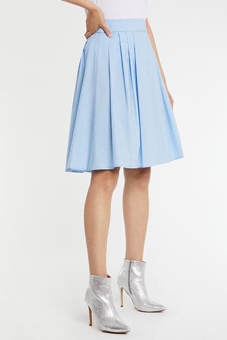 SKIRT IN STRETCH COTTON POPLIN LIGHT BLUE by Paule Ka