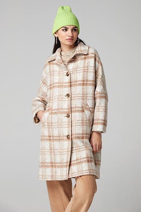 CHECK WOOL TICOSA COAT BEIGE BEIGE by OKY