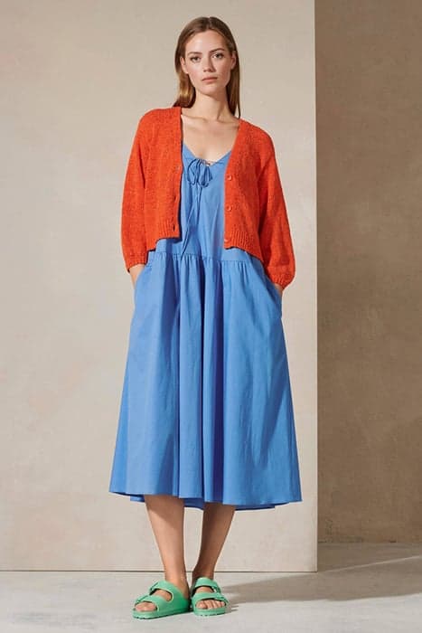 CARDIGAN IN TWO-TONE-OPTIK RED-ORANGE by Luisa Cerano