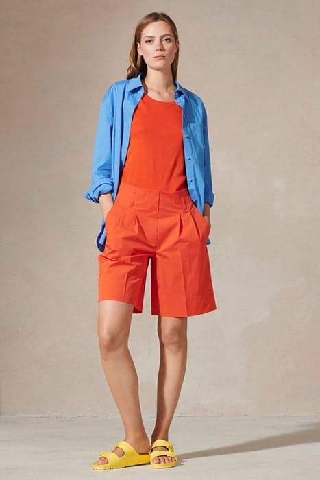 GABARDINE-BERMUDA-SHORTS RED-ORANGE by Luisa Cerano