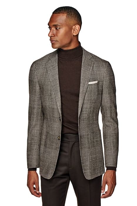 MID BROWN CHECKED HAVANA BLAZER by Suitsupply