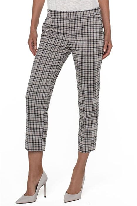 KELSEY TROUSER W/ SLIT CASHEW/BLACK TARTAN PLAID by Liverpool