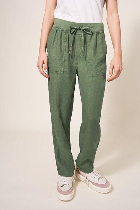 EFFIE LINEN TROUSER KHAKI GREEN by White Stuff