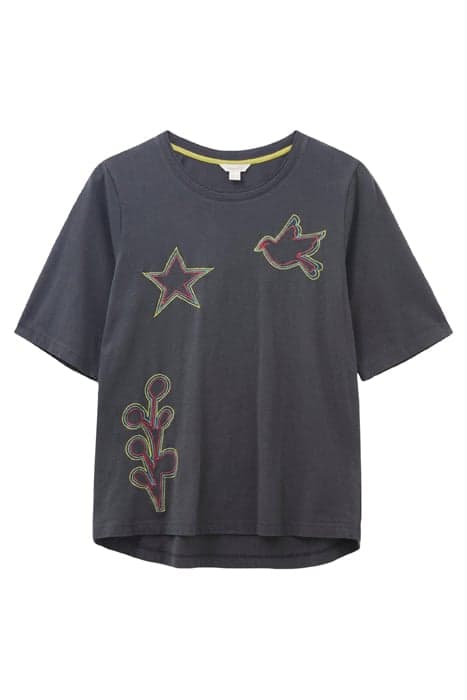 ANNABEL EMBROIDERED TEE GREY MLT by White Stuff