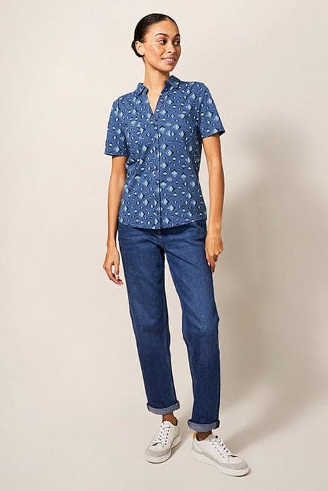 PENNY POCKET JERSEY SHIRT BLUE PR by White Stuff